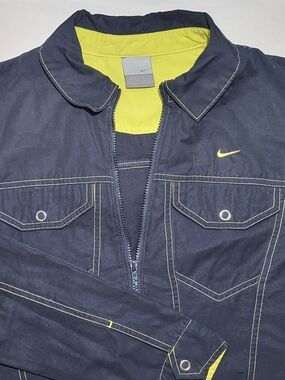 Nike Women's Vintage Black Track Jacket with Neon Yellow Lining
